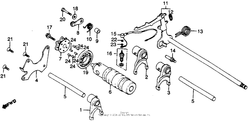 Gearshift drum + gearshift arm