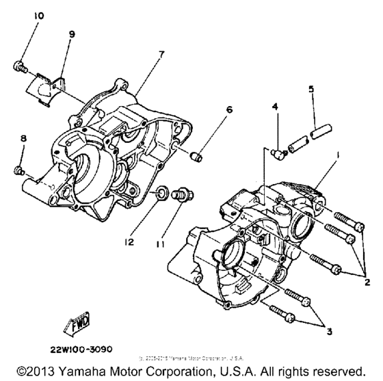 YZ80T (Motocross) Картер двигателя