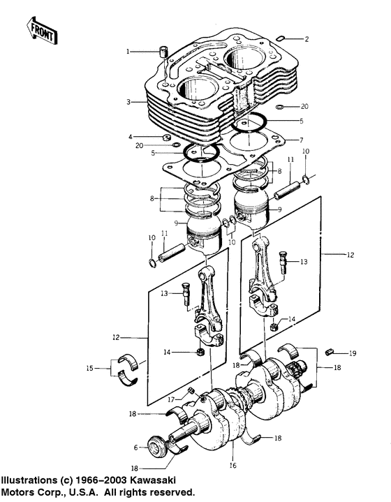 Cylinder/pistons/crankshaft