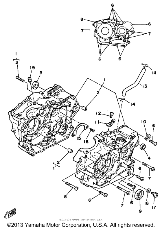 XT350NC (CA ED.) Картер двигателя