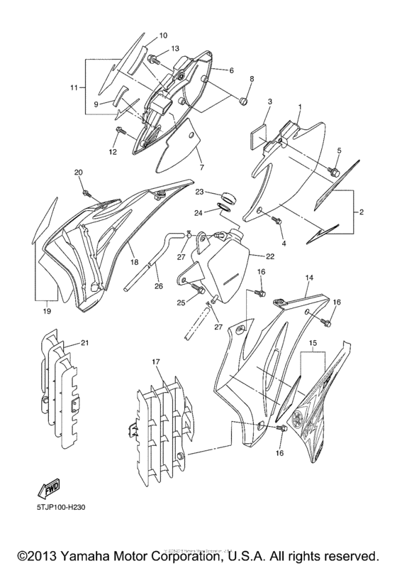 WR450FY Боковые обтекатели