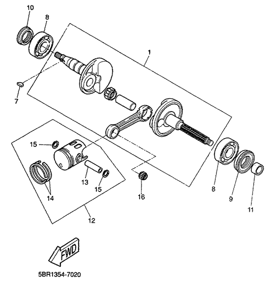 YQ50 Коленчатый вал и поршни