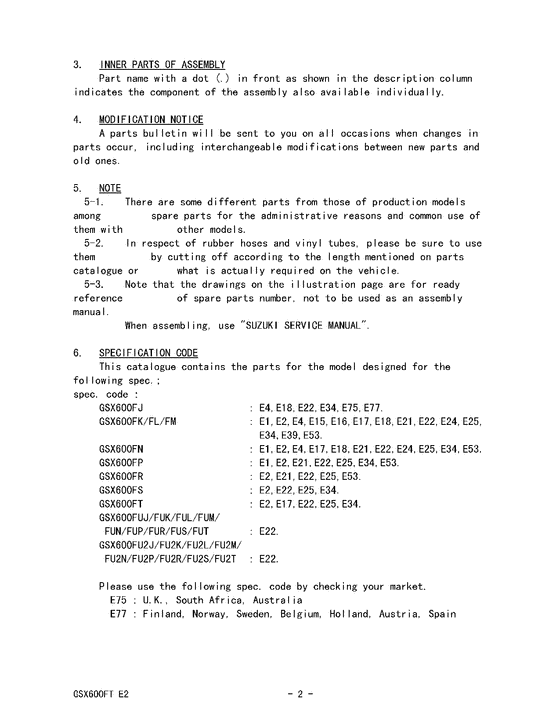 GSX600 Catalog preface