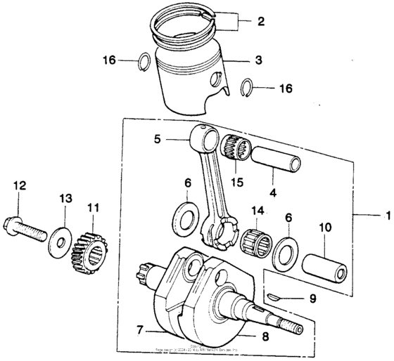 Piston + crankshaft