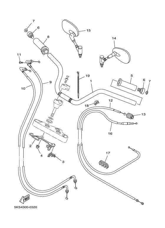 XVS1100A Steering handle. cable