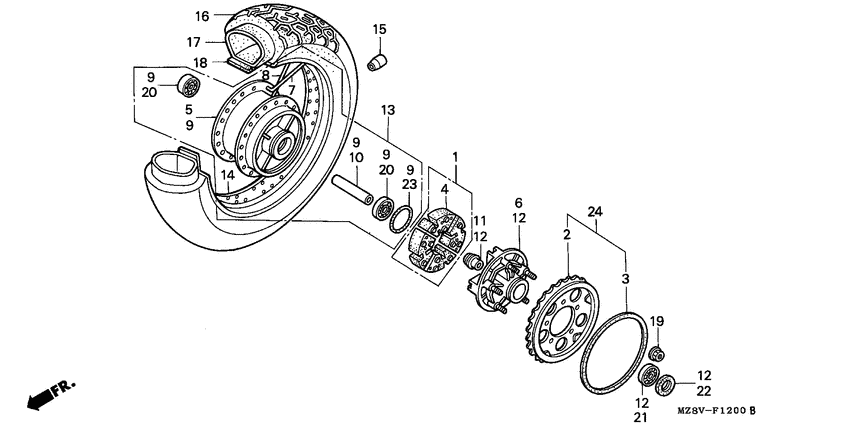 Rear wheel complete assy