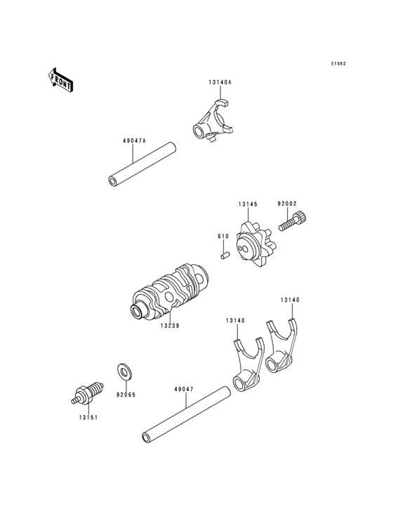 KL250 Валы и вилки переключения передач