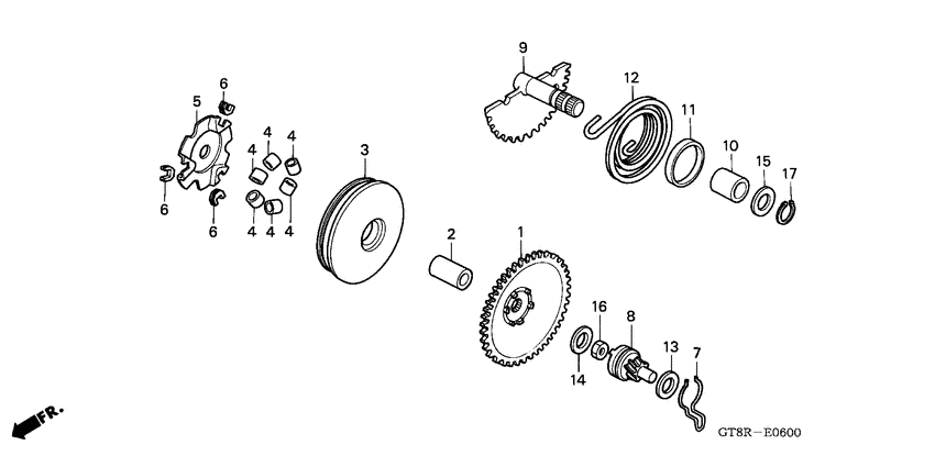Drive face / kick starter spindle