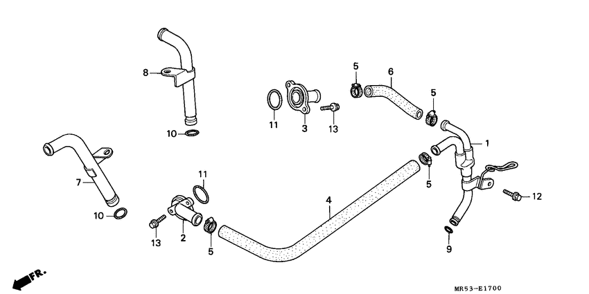 Water pipe/thermostat