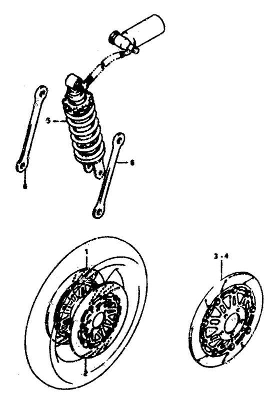 Front brake disc - rear shock absorber