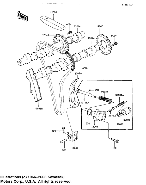 Camshafts/chain/tensioner