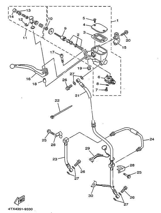 TDM850L Главный тормозной цилиндр