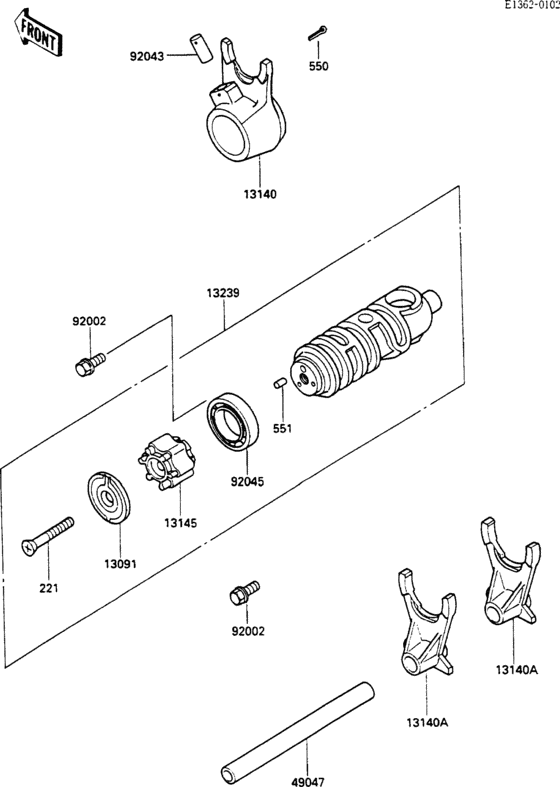 EX500 Валы и вилки переключения передач