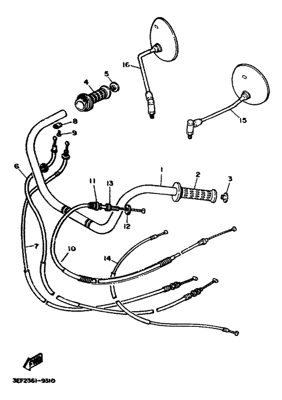 XV1100 Steering handle. cable