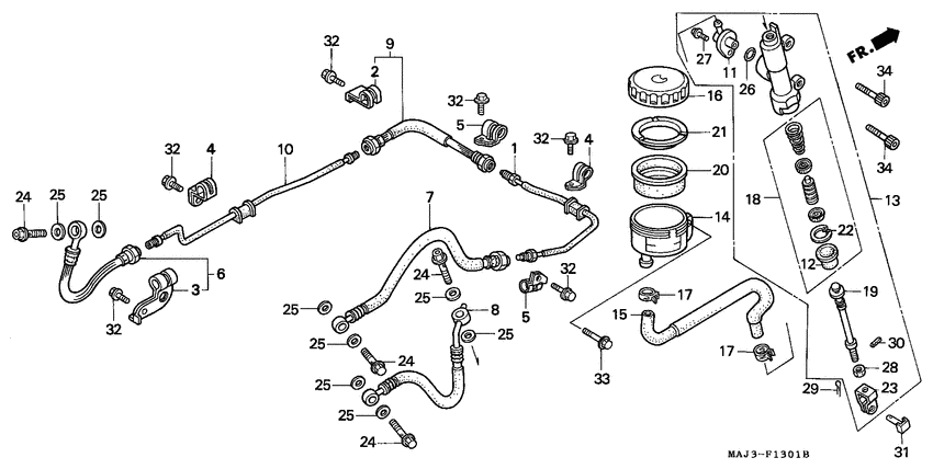 Rr. brake master cylinder