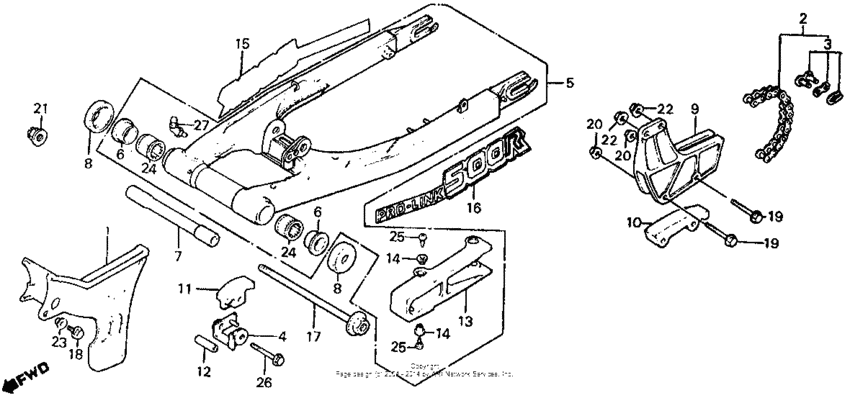 Swingarm + chain case 83-84