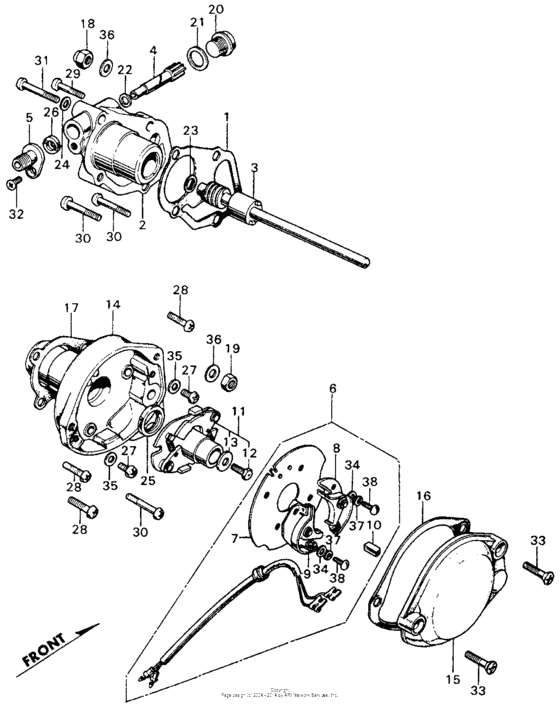 Tachometer gear box + points base + points