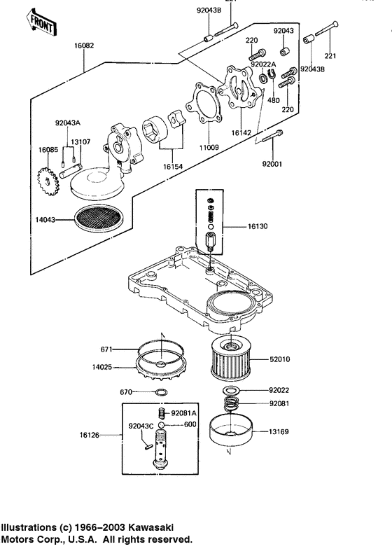 KZ1100 Насос масляный  / фильтр масляный