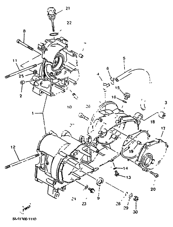 YP125E Картер двигателя