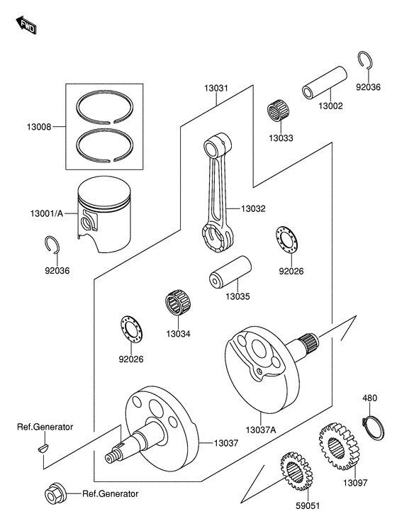 RM65 Crankshaft / piston