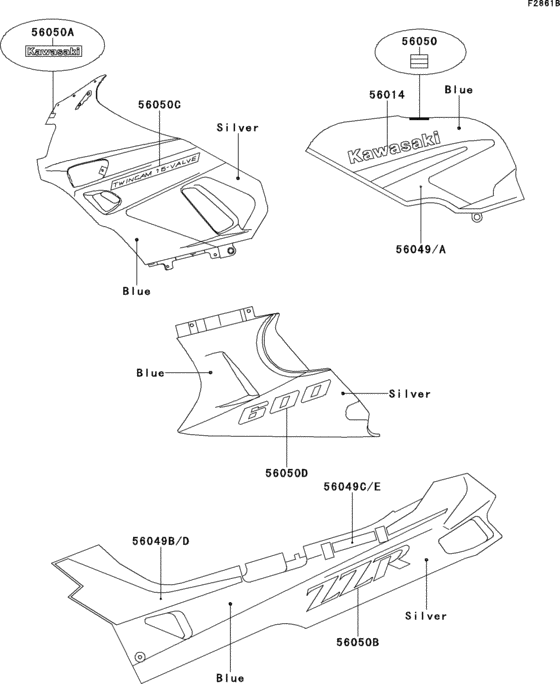 ZX600 Decal(silver / blue)(zx600-d2 / d2a)