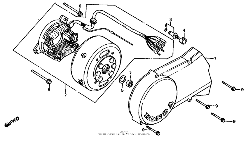 Left crankcase cover + alternator