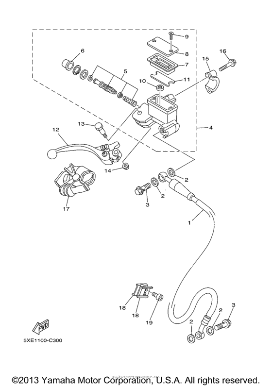 YZ125S1 Главный тормозной цилиндр