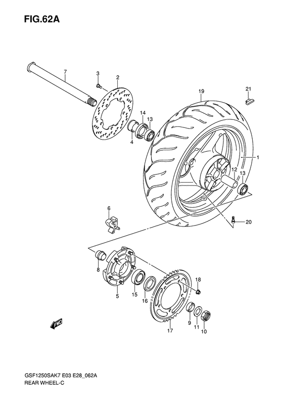Rear wheel complete assy