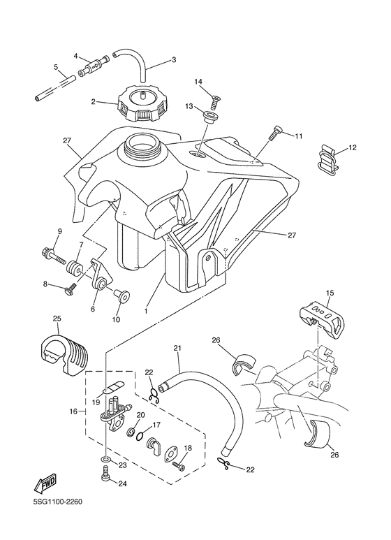 YZ250F Топливный бак