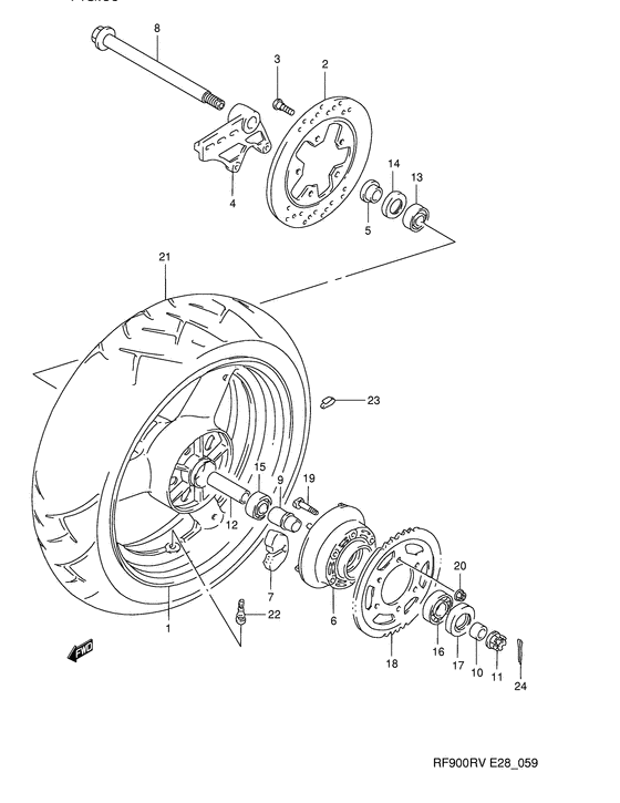 Rear wheel complete assy
