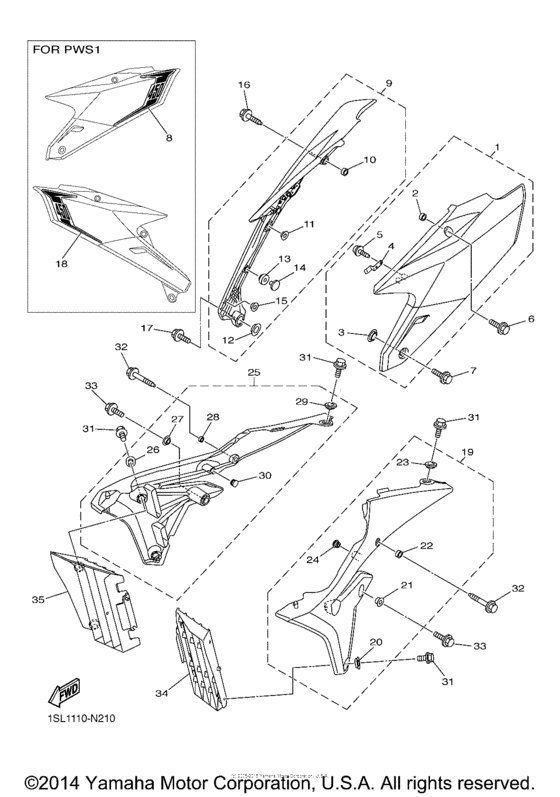YZ450FEL Боковые обтекатели