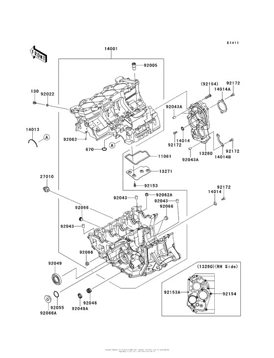 ZX636 Картер двигателя