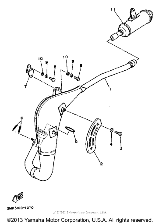 YZ80B Выхлопная система