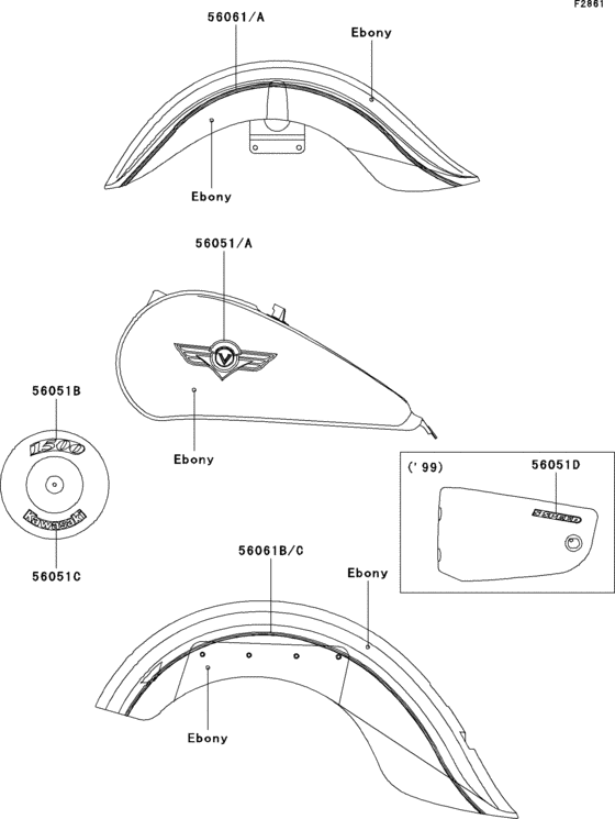 VN1500 Decals(ebony)(vn1500-e2 / e3)