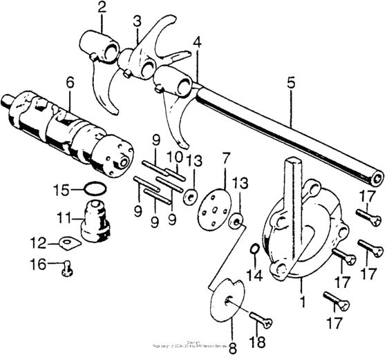 Gearshift fork + drum