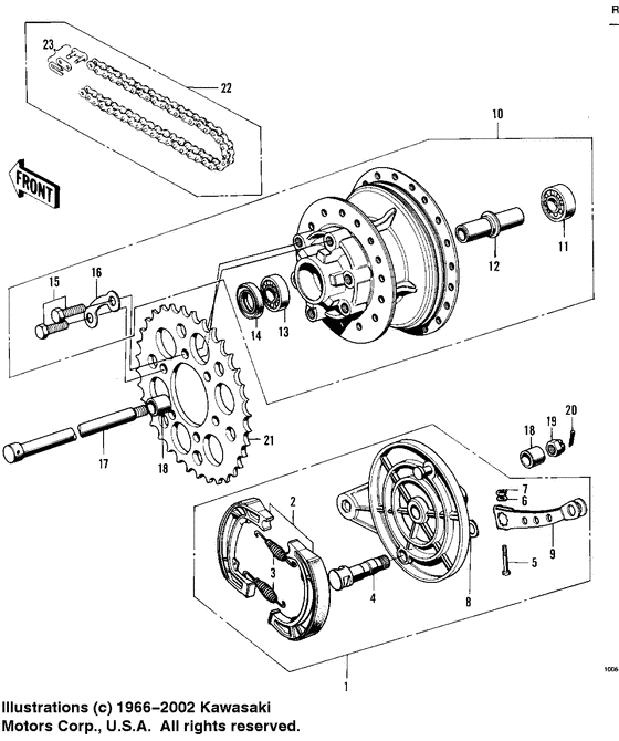 Rear hub/brake/chain