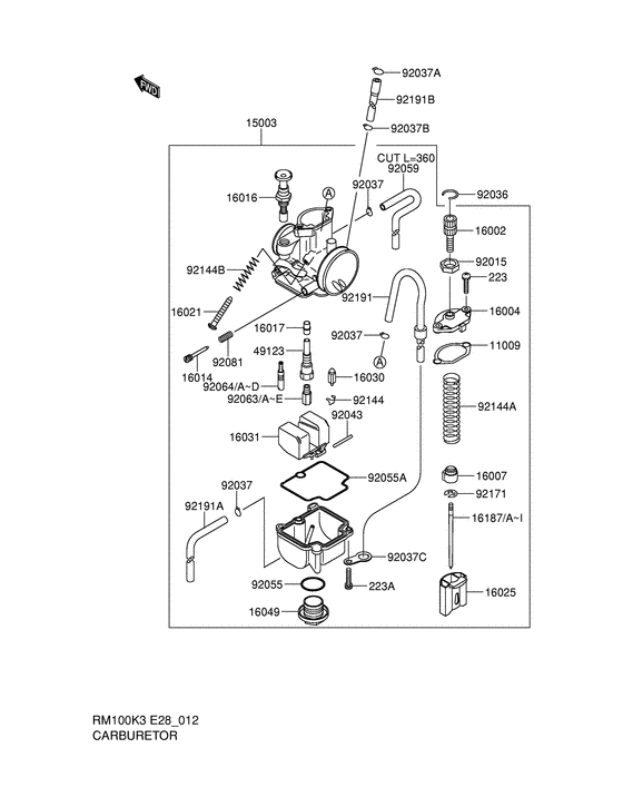 RM100 Carburetor assy
