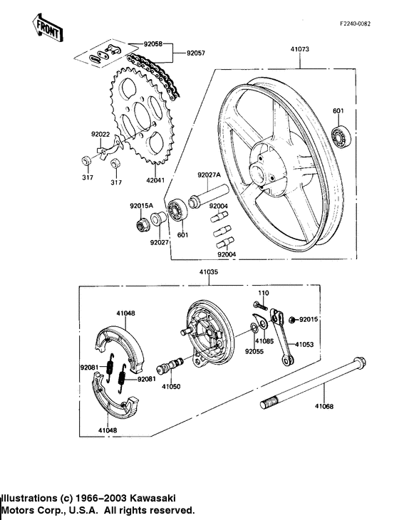 Rear wheel/hub/brake/chain
