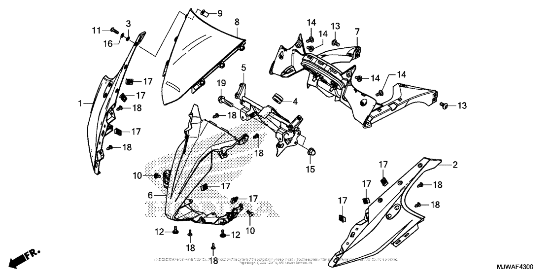 CBR500R (ABS) Верхний обтекатель