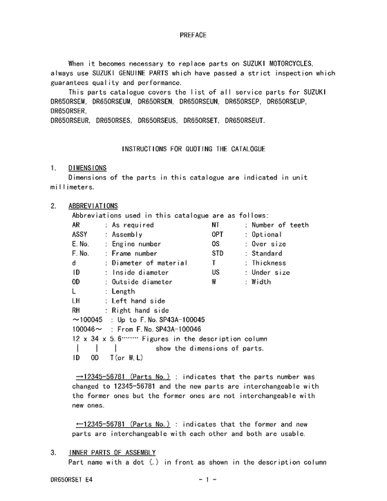 DR650 Catalog preface