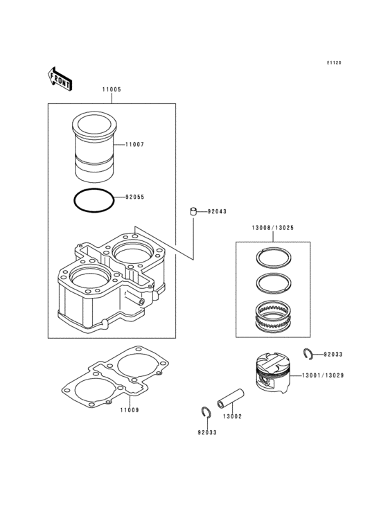 KLE500 Цилиндр и поршни