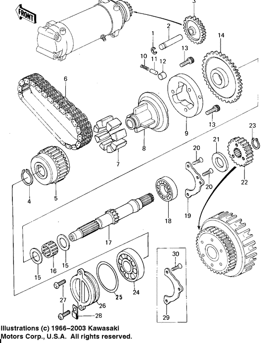 Secondary shaft/starter clutch