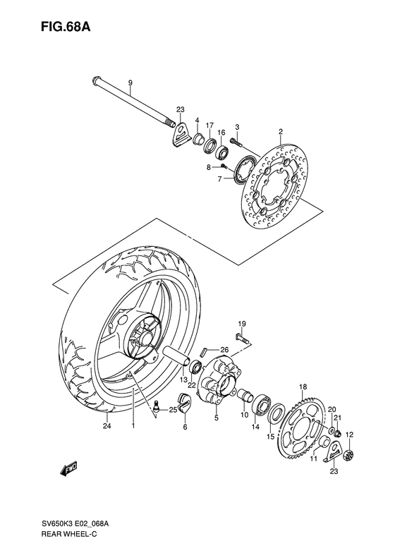 Rear wheel complete assy