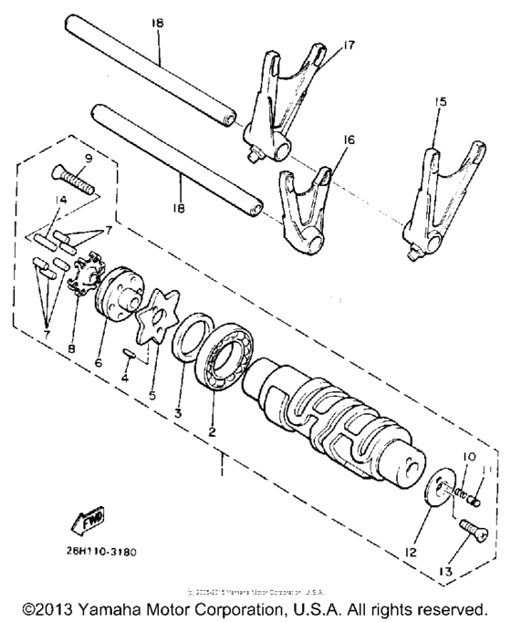 XVZ13U Shift cam-fork