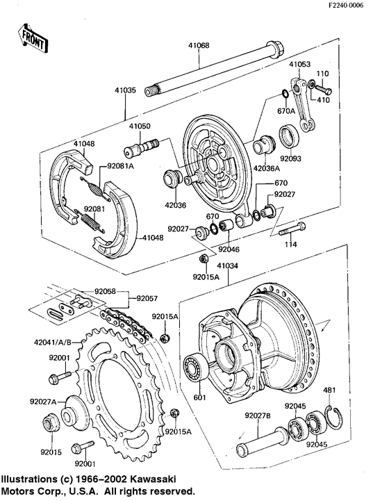 Rear hub/brake/chain