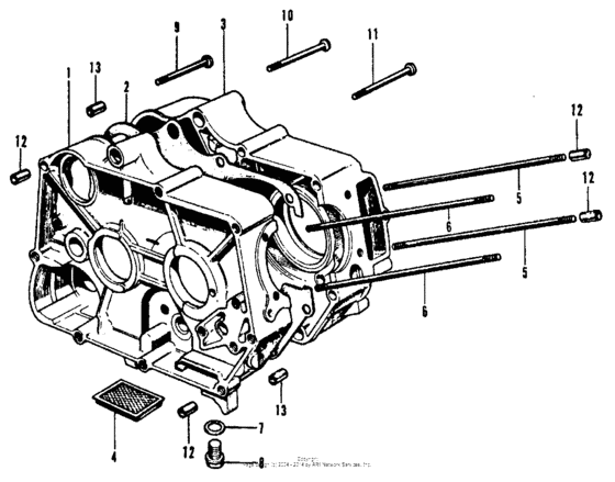 Crankcase + cylinder stud