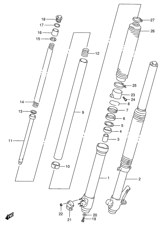 DR650 Передняя вилка