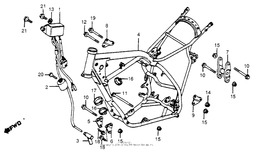 Frame + ignition coil + c.d.i. unit 82