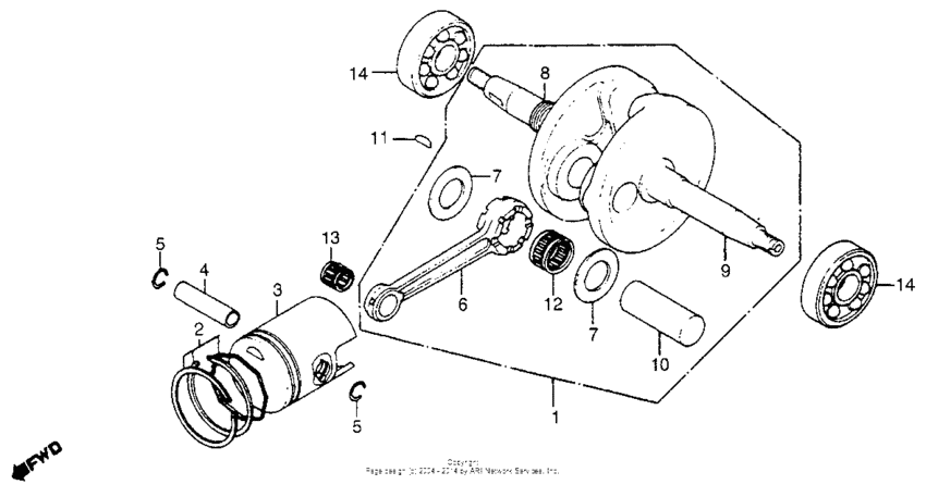Crankcase + piston