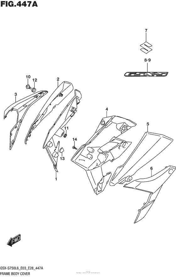 GSX-S750 (ABS) Frame Body Cover (For Ykv,ajx)